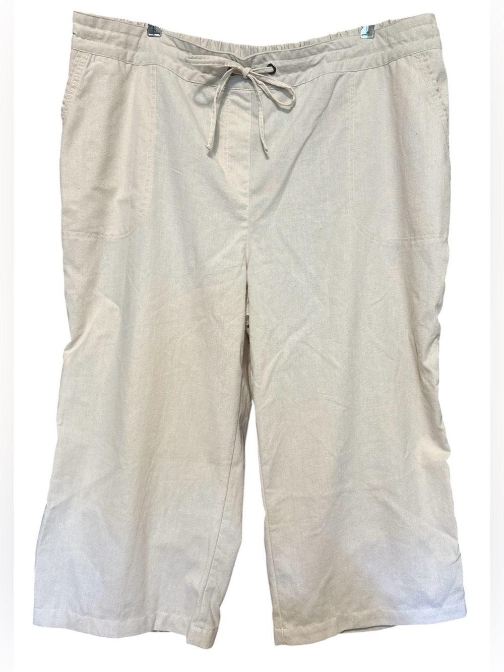Per Se Women’s Light Beige Crop Drawstring Pant SZ 2X